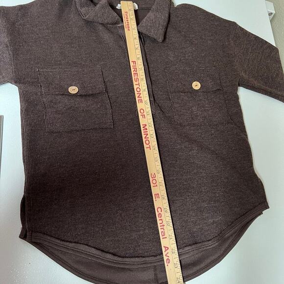 NEW IN women’s size S quarter button knit top, long sleeve, brown - Picture 4 of 5